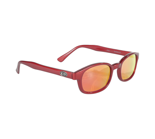 Lunettes de soleil X-KD's 10124 avec monture rouge métal et verres rouges effet miroir